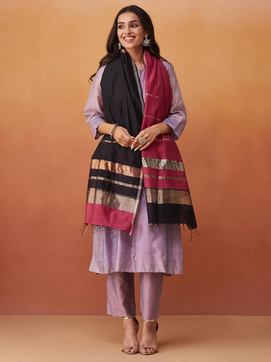 Fabindia Cotton Silk Blend Jamdani Stole
