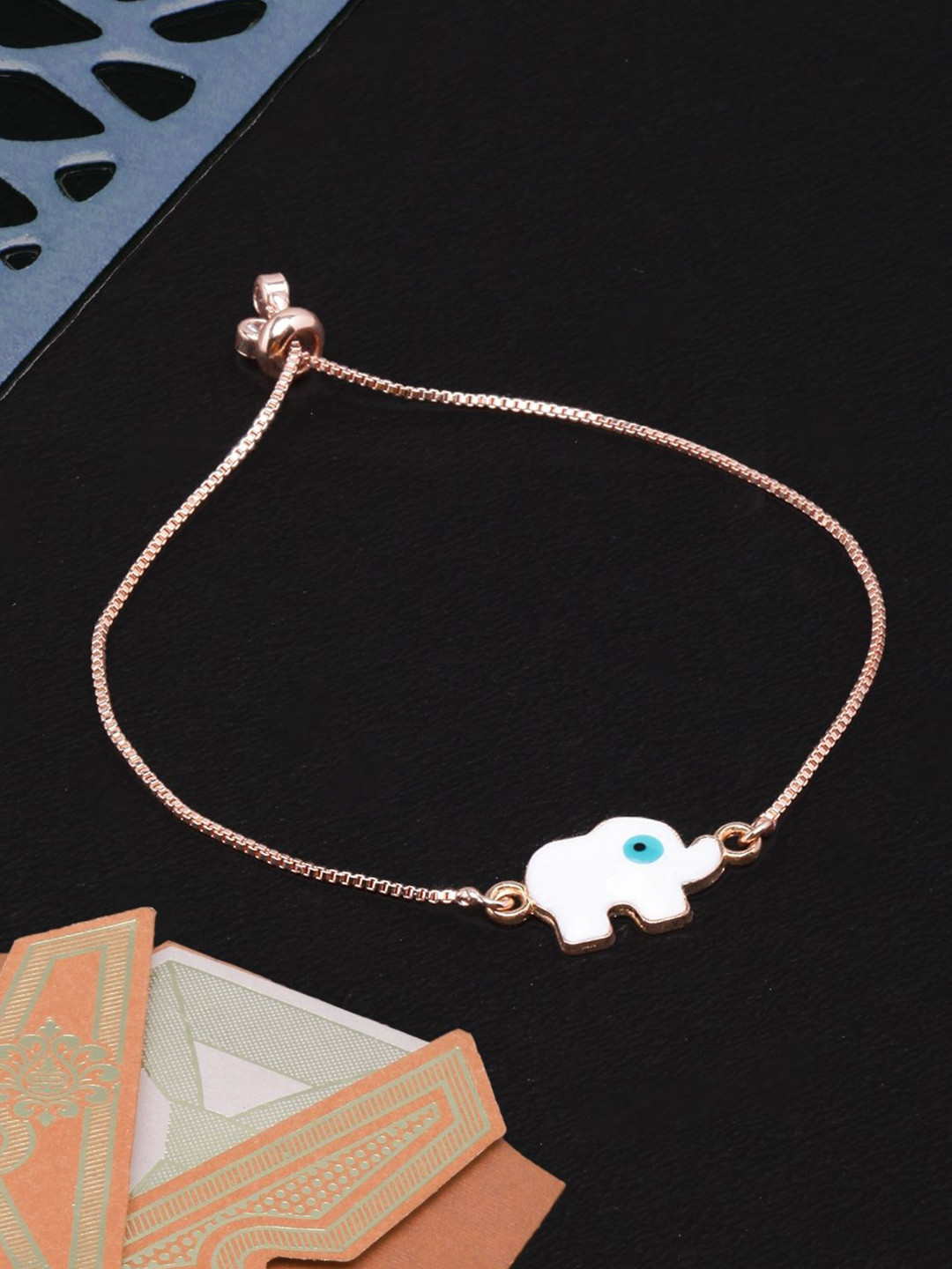 KPOP Brass Rose Gold-Plated Enamelled Charm Bracelet