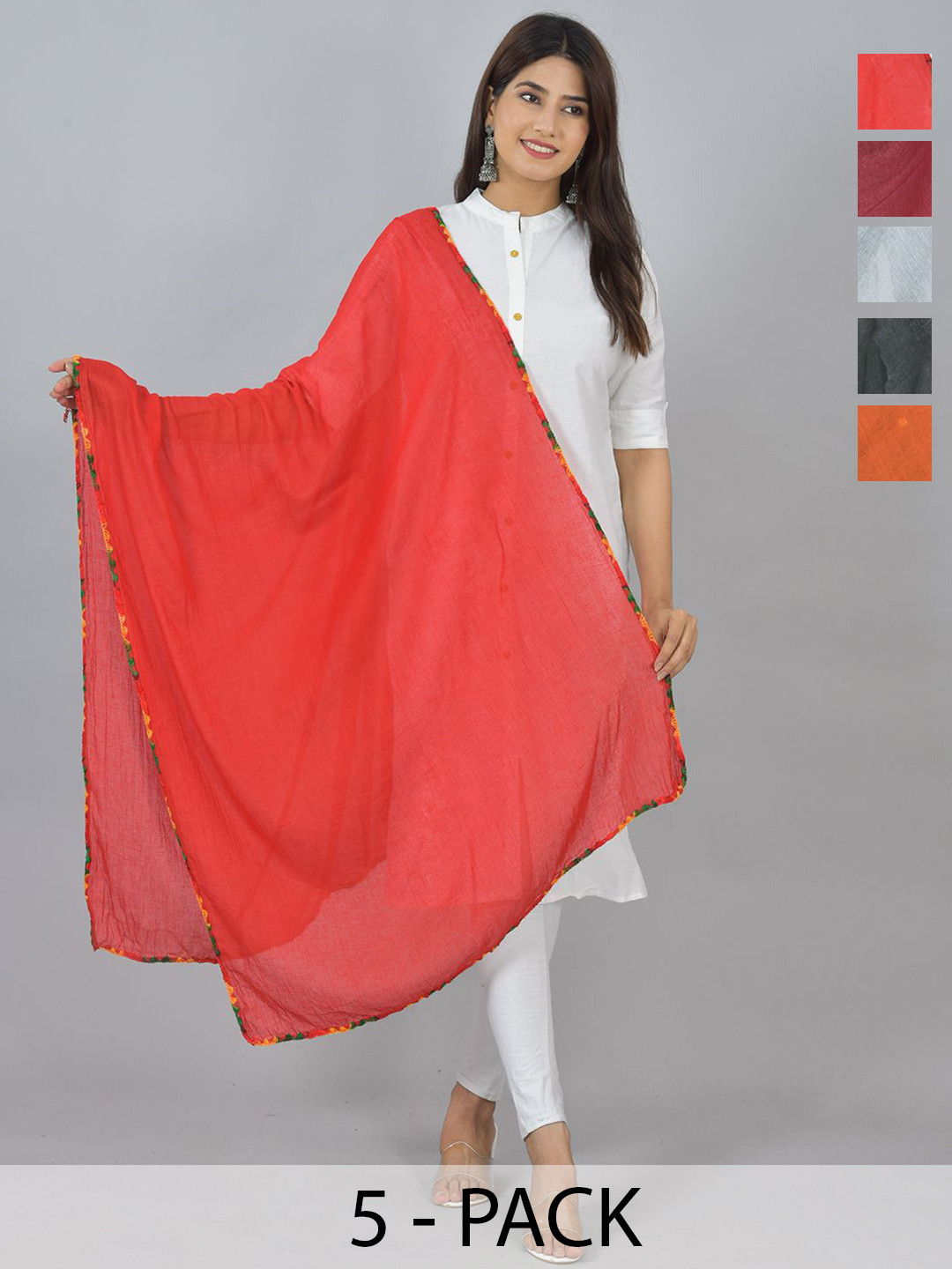 LA FEMINAE Pack of 5 Pure Cotton Dupatta