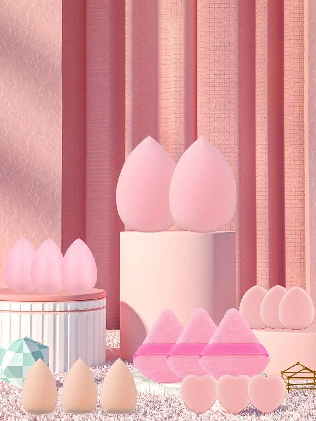 Facejewel Set Of 17 Dual Use Makeup Sponge Set