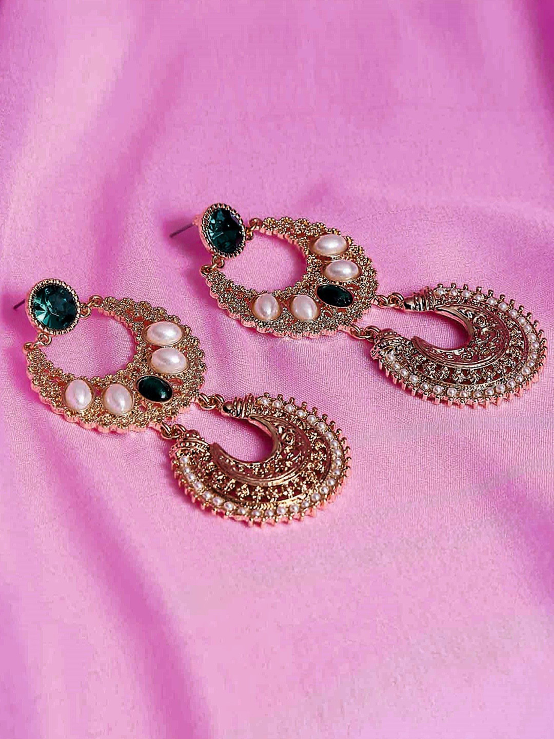 Kalakrith Milano Crystals Studded Circular Drop Earrings