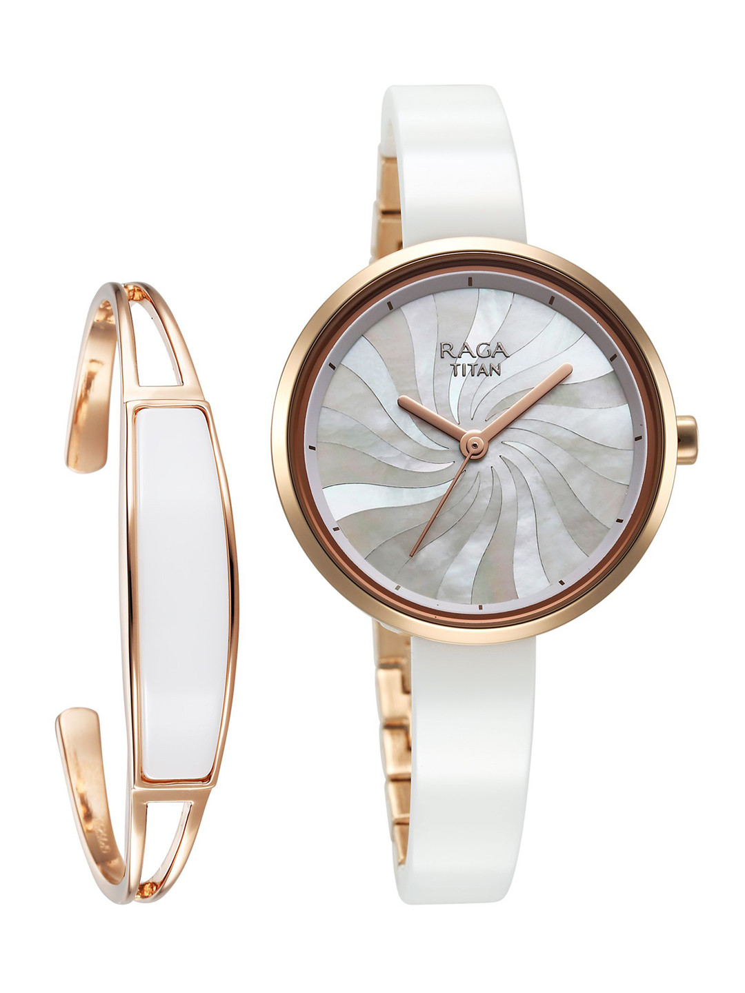 Titan Women Brass Dial & Bracelet Style Straps Analogue Watch With Bracelet 95253KD01F