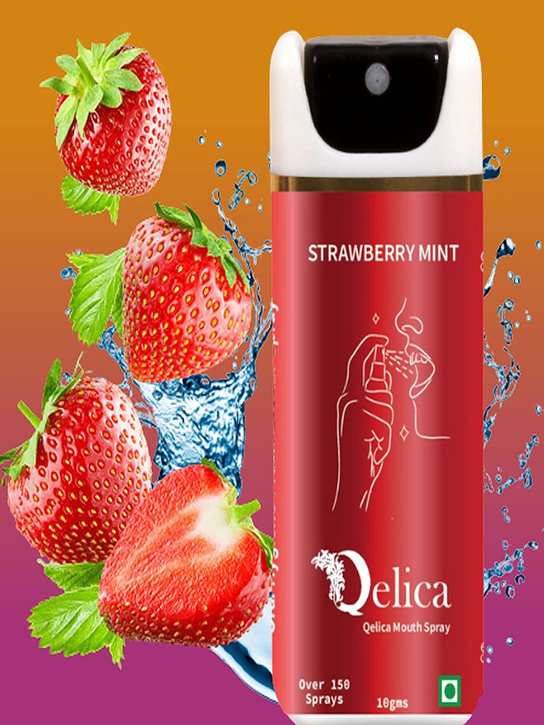 Qelica Set Of 2 Strawberry Mint & Hookah Punch Mouth Freshener Spray 10 g Each