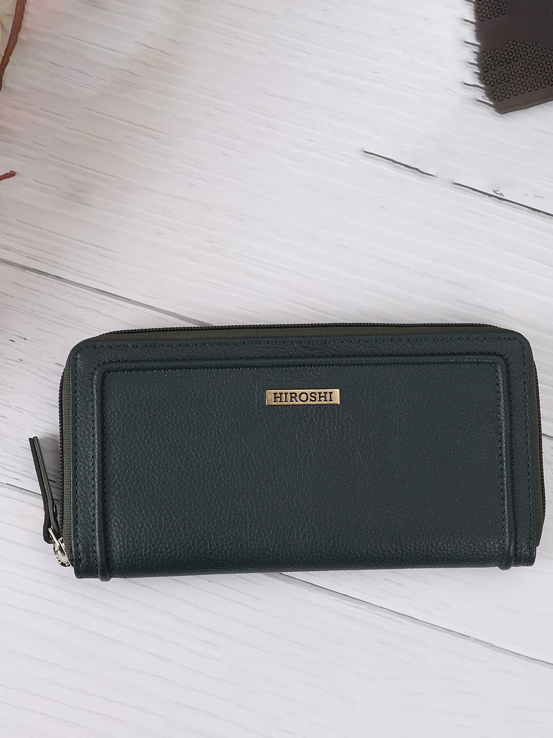 HIROSHI Women Leather Zip Around Purse Wallet HIROSHI_P8049_GREEN-Green