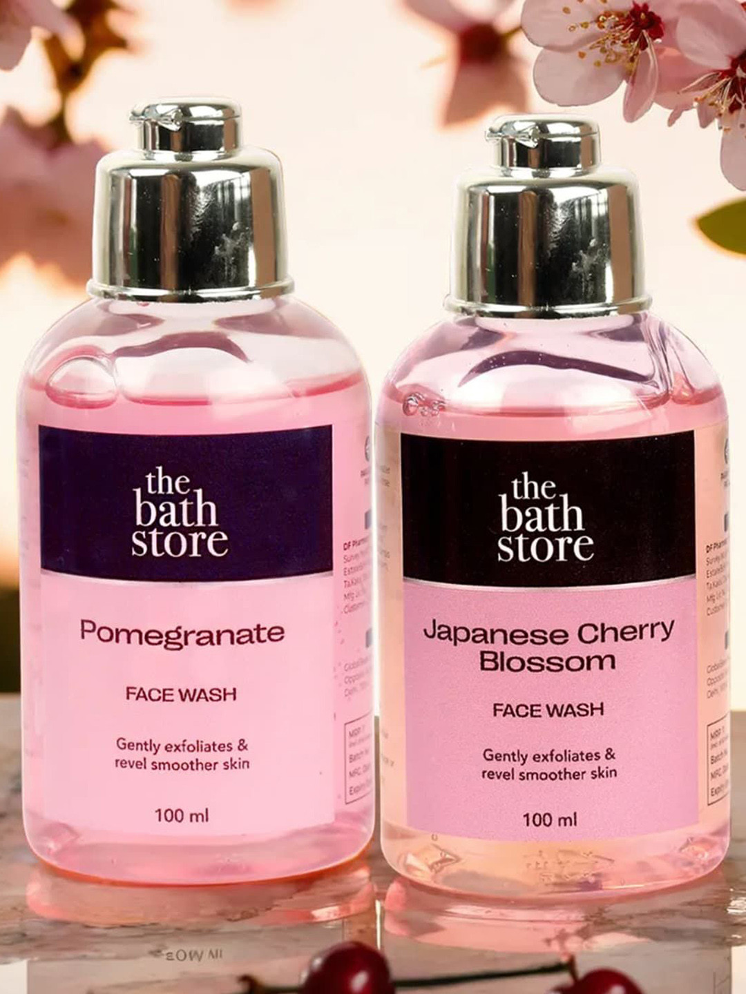 The Bath Store Set Of 2 Pomegranate & Japanese Cherry Blossom Face Wash- 100ml Each