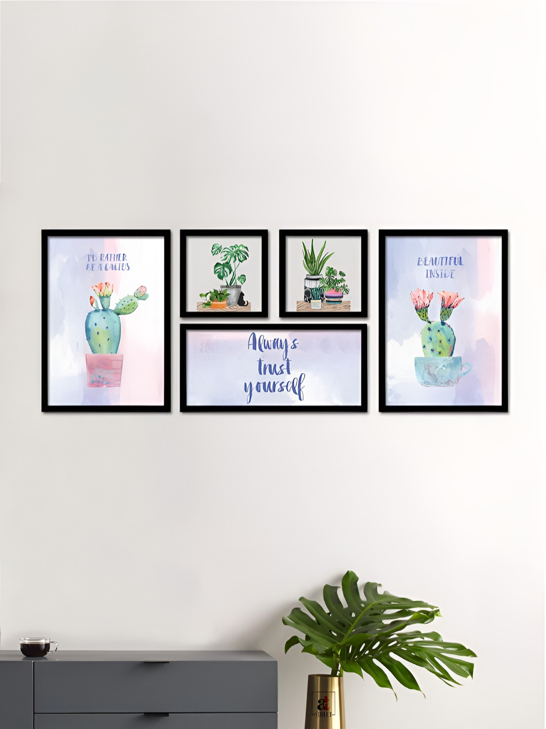 Art Street Synthetic Wood 5 Piece Wall Rectangle Paintings Wall Art - 48 x 17 In