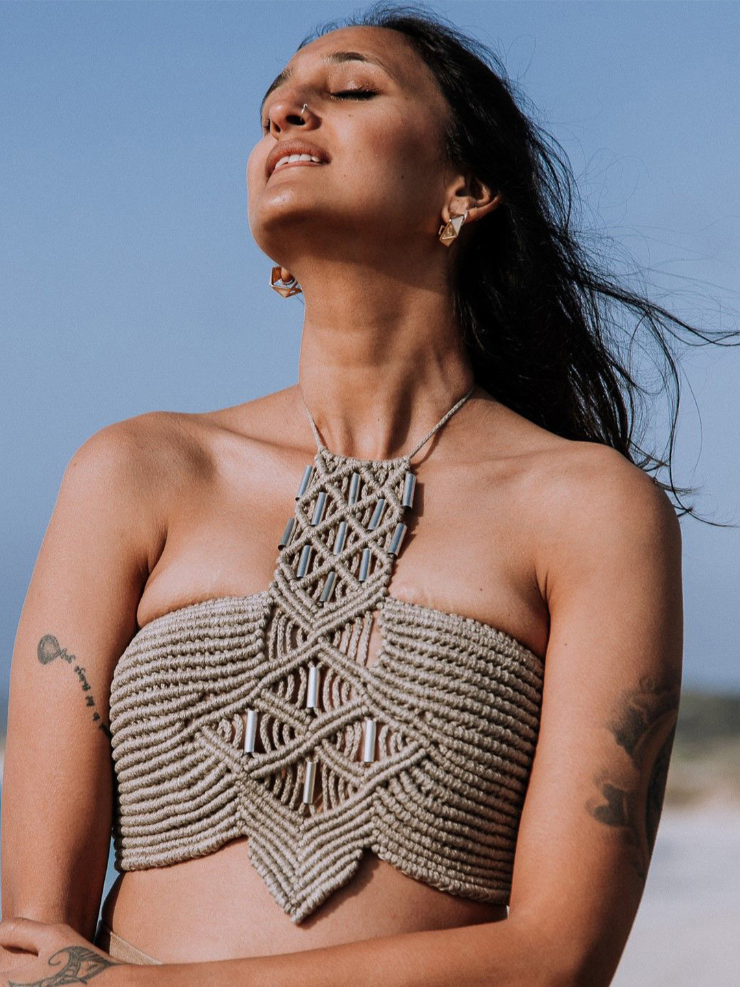 Terra Living Women Self Design Halter Neck Cotton Top