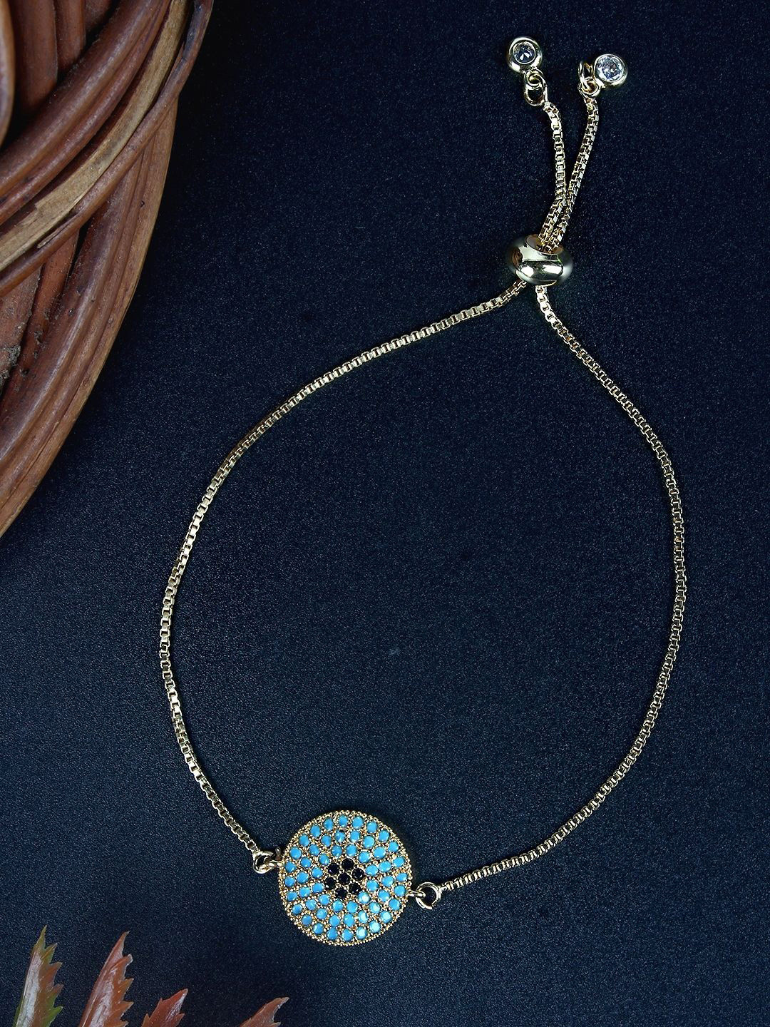 KPOP Gold-Plated Cubic Zirconia Studded Charm Bracelet