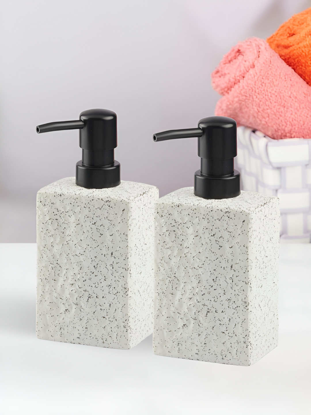 Kookee White 2 piece Abstract Ceramic Soap Dispenser