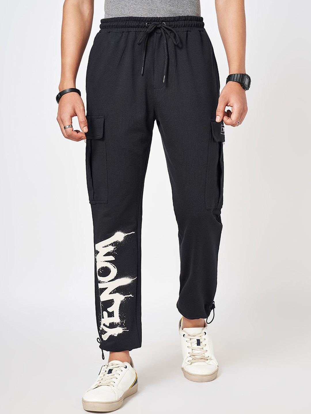 SF JEANS by Pantaloons Men Printed Pure Cotton Regular Fit Track Pants