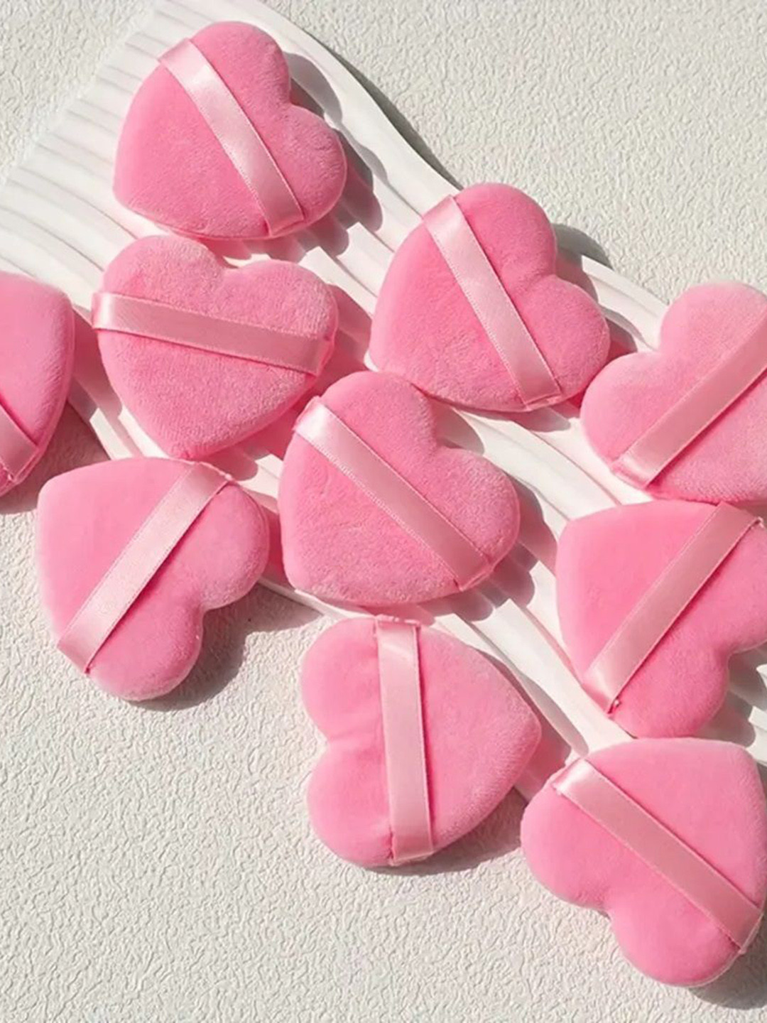 Facejewel Set Of 10 Heart-Shaped Velvet Makeup Sponges