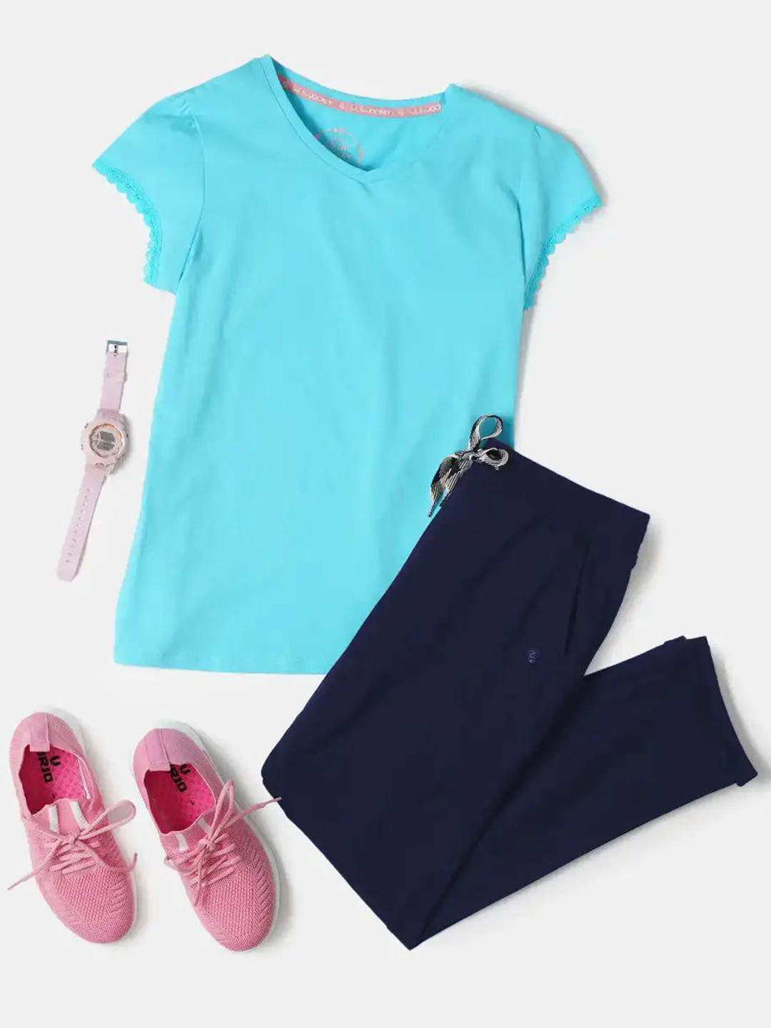 Jockey Girls Super Combed Cotton Solid Straight Fit Trackpants with Side Pocket-AG85