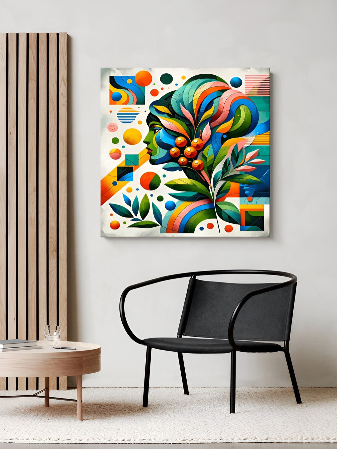 999Store White & Green Abstract Nature Canvas Wall Art