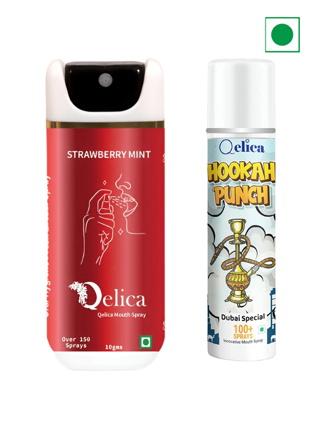Qelica Set Of 2 Strawberry Mint & Dubai Special Fresh Breath Spray-10g Each