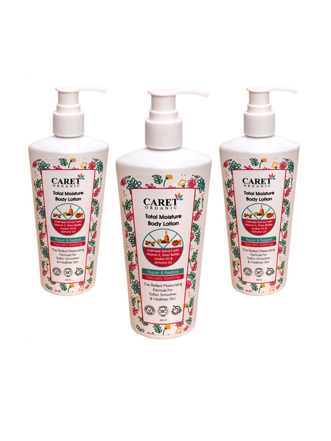 CARET ORGANIC Set Of 3 Total Moisture Body Lotion - 200 ml Each