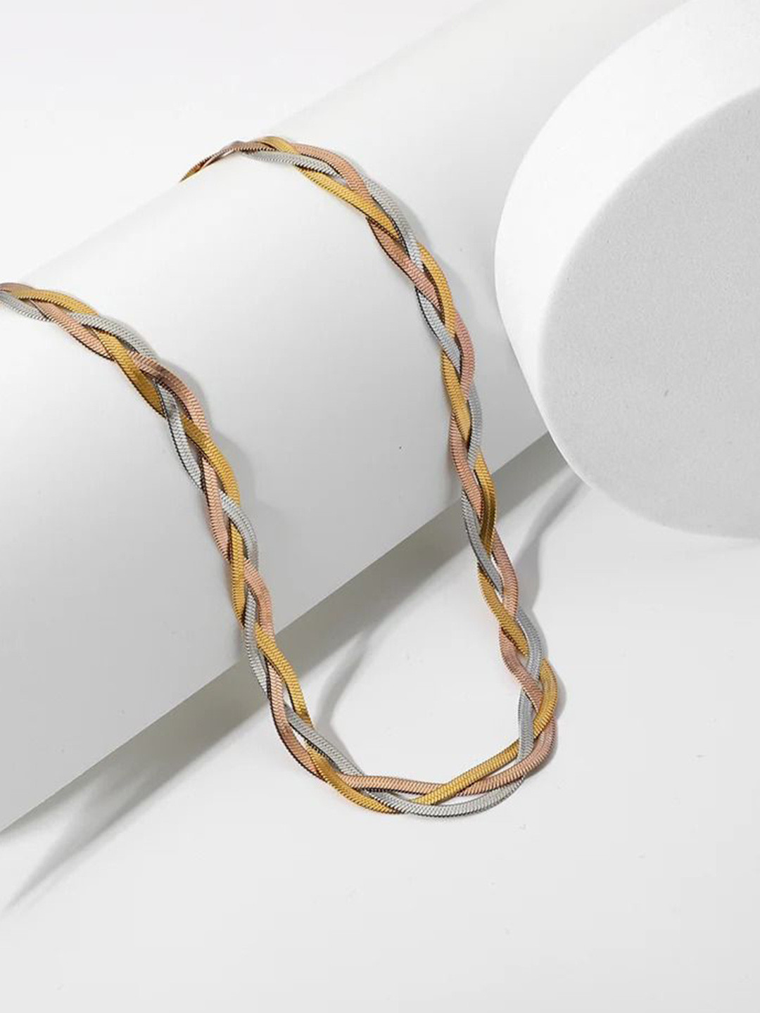 MEENAZ Gold-Plated Stainless Steel Anti Tarnish Link Chain Necklace