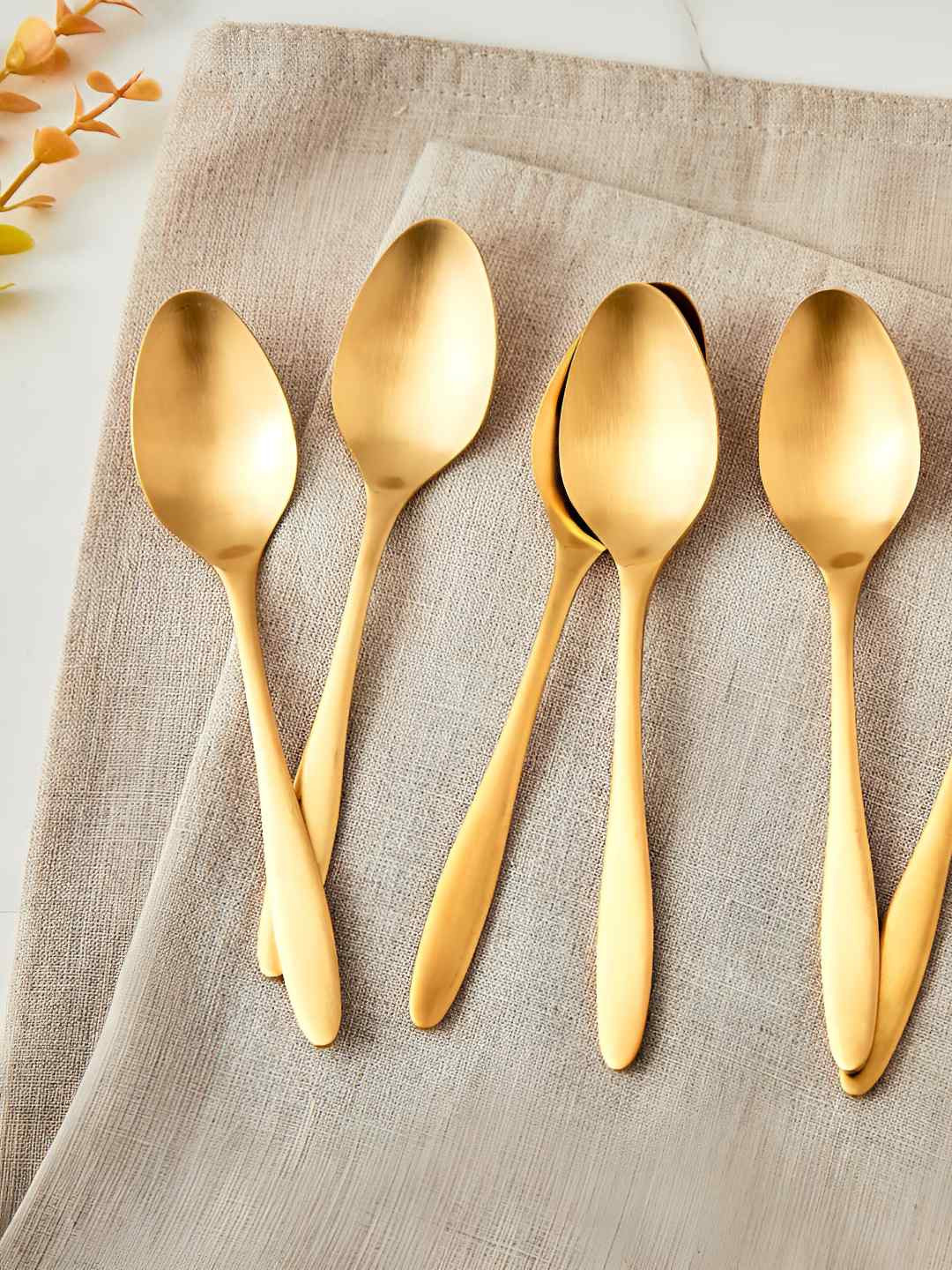 Home Centre Glister Arely Gold-Toned 6 Pieces Stainless Steel Tea Spoon