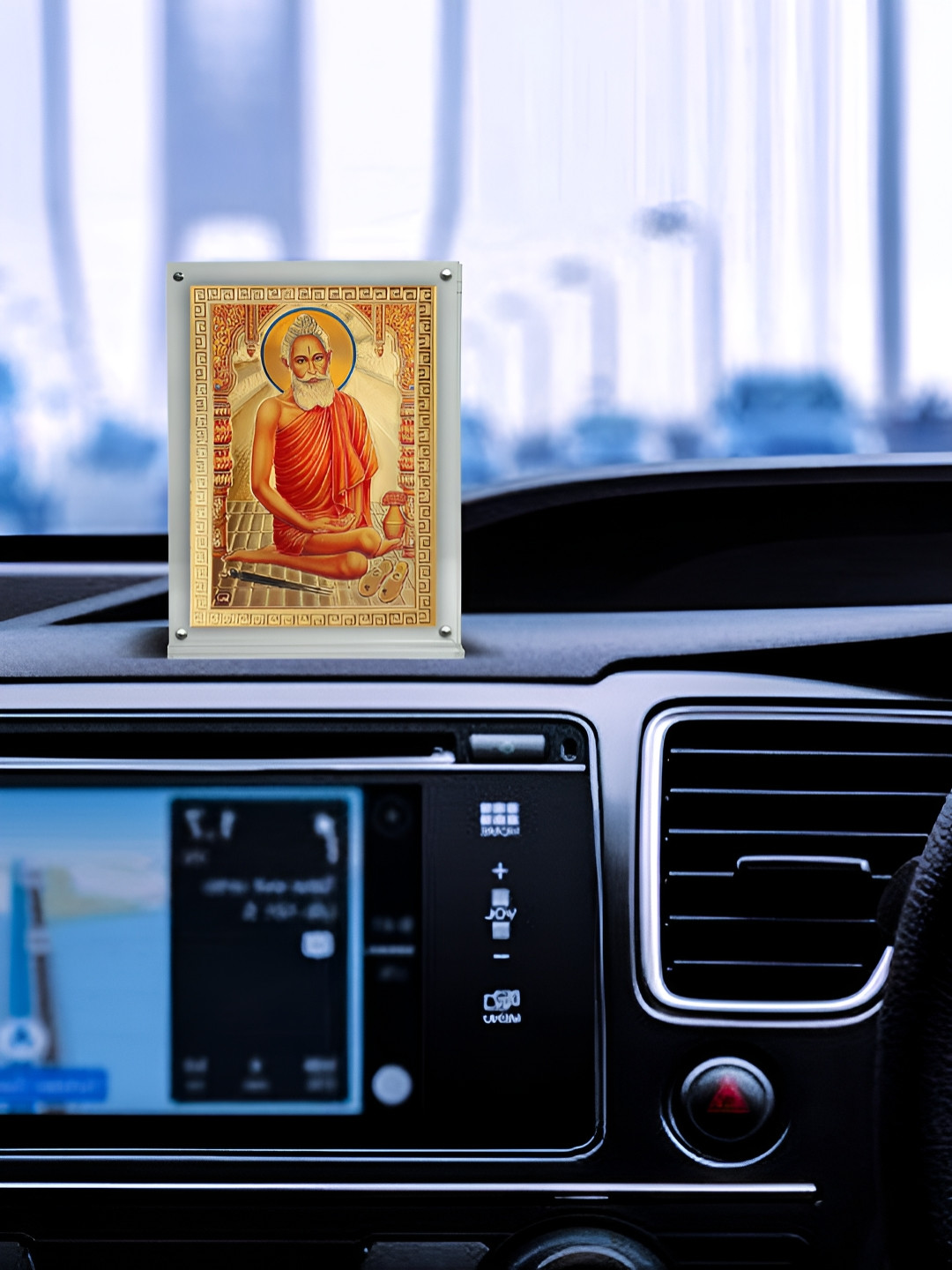 Hawai Transparent & Goldtoned Baba Lokenath Acrylic Table Photo Frames