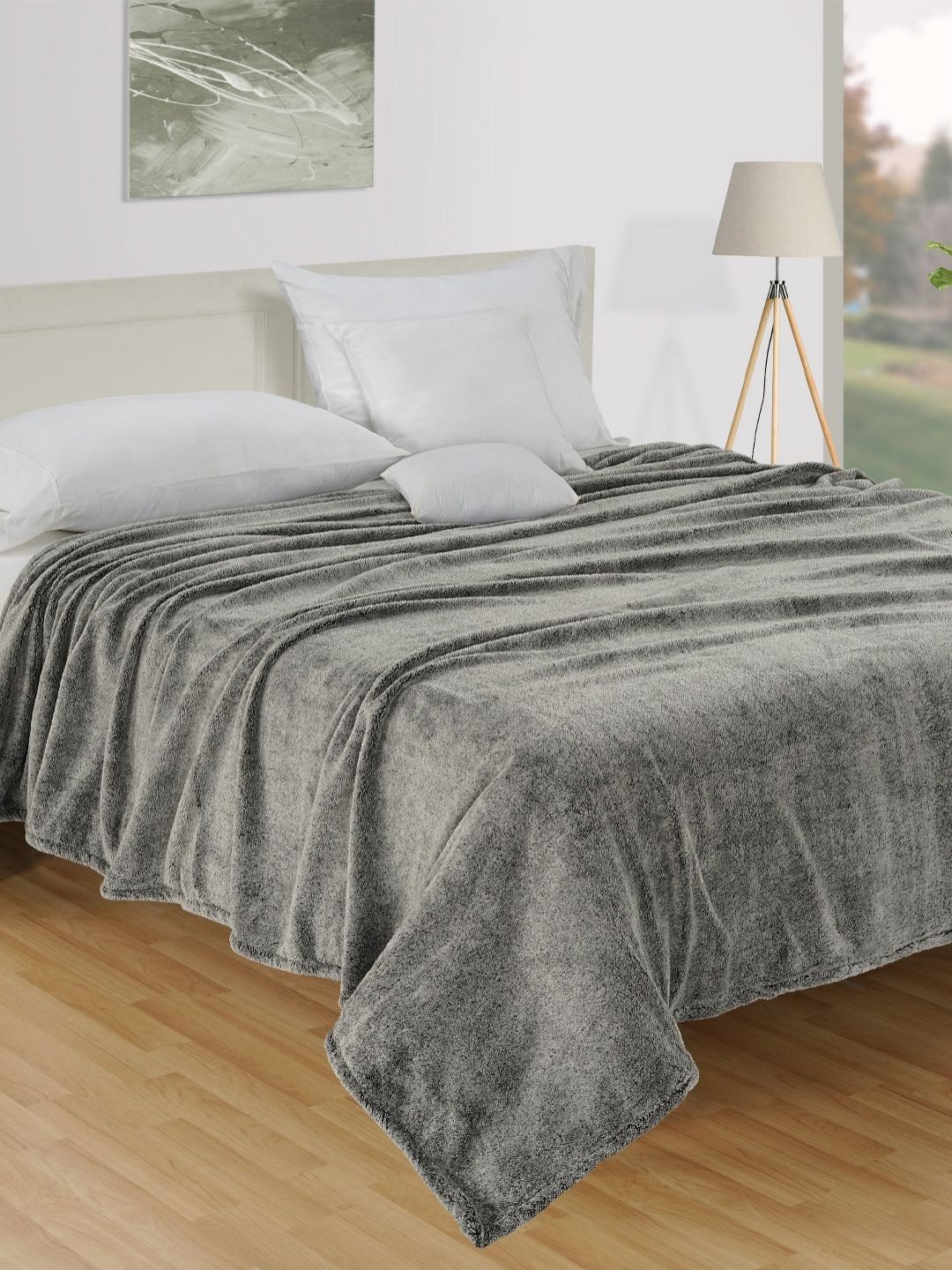 SWAYAM Rabbito Grey AC Room Double Bed Dohar With Bag