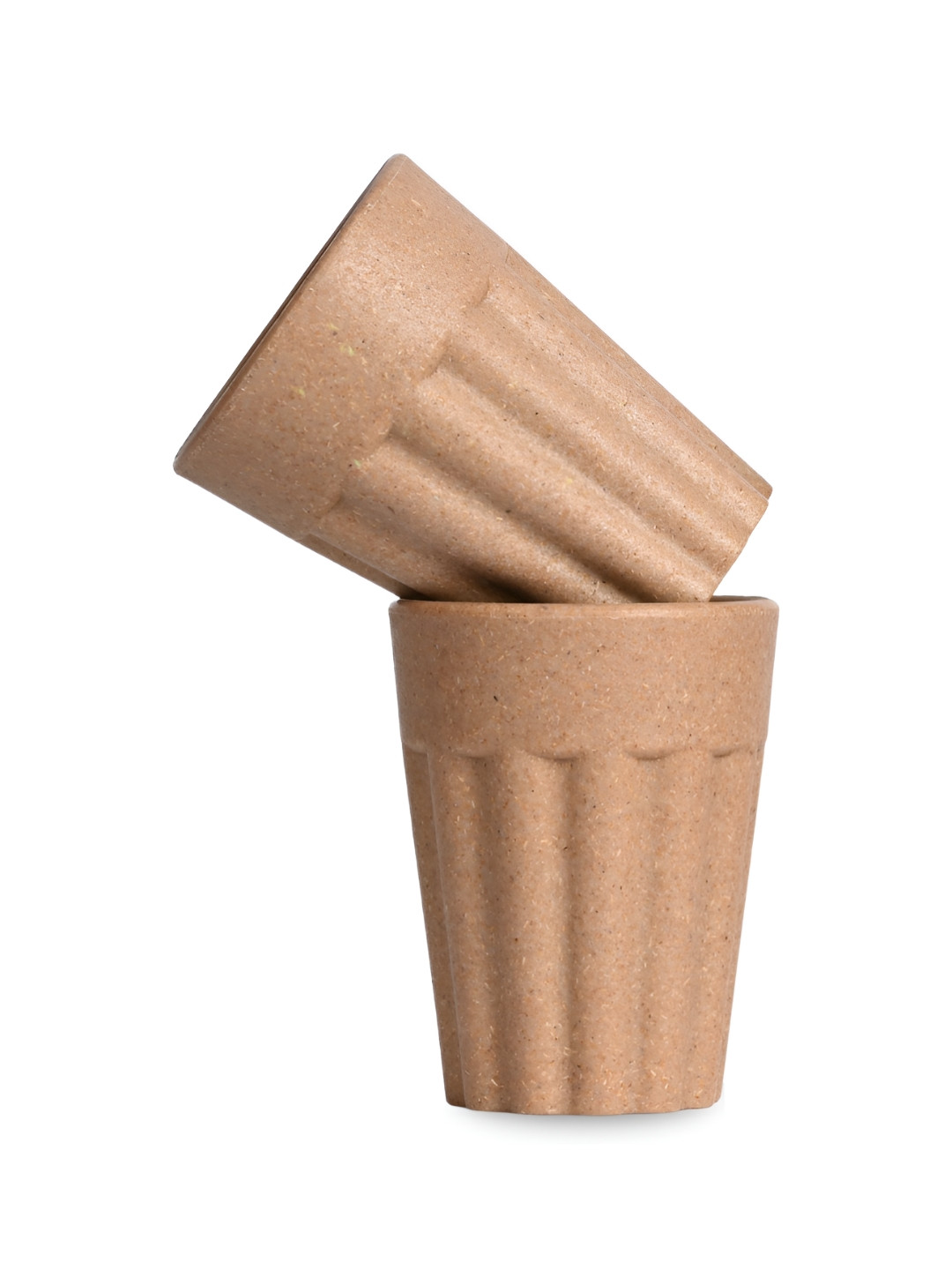 eha Beige Textured Biocomposite Handmade 2 Piece Cups-100ml