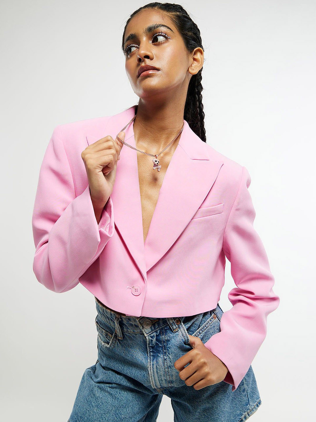 WRAPGAME INDIA Unisex Rose Gold-Plated Studded Kritagya Dog Shaped Pendant with Chain