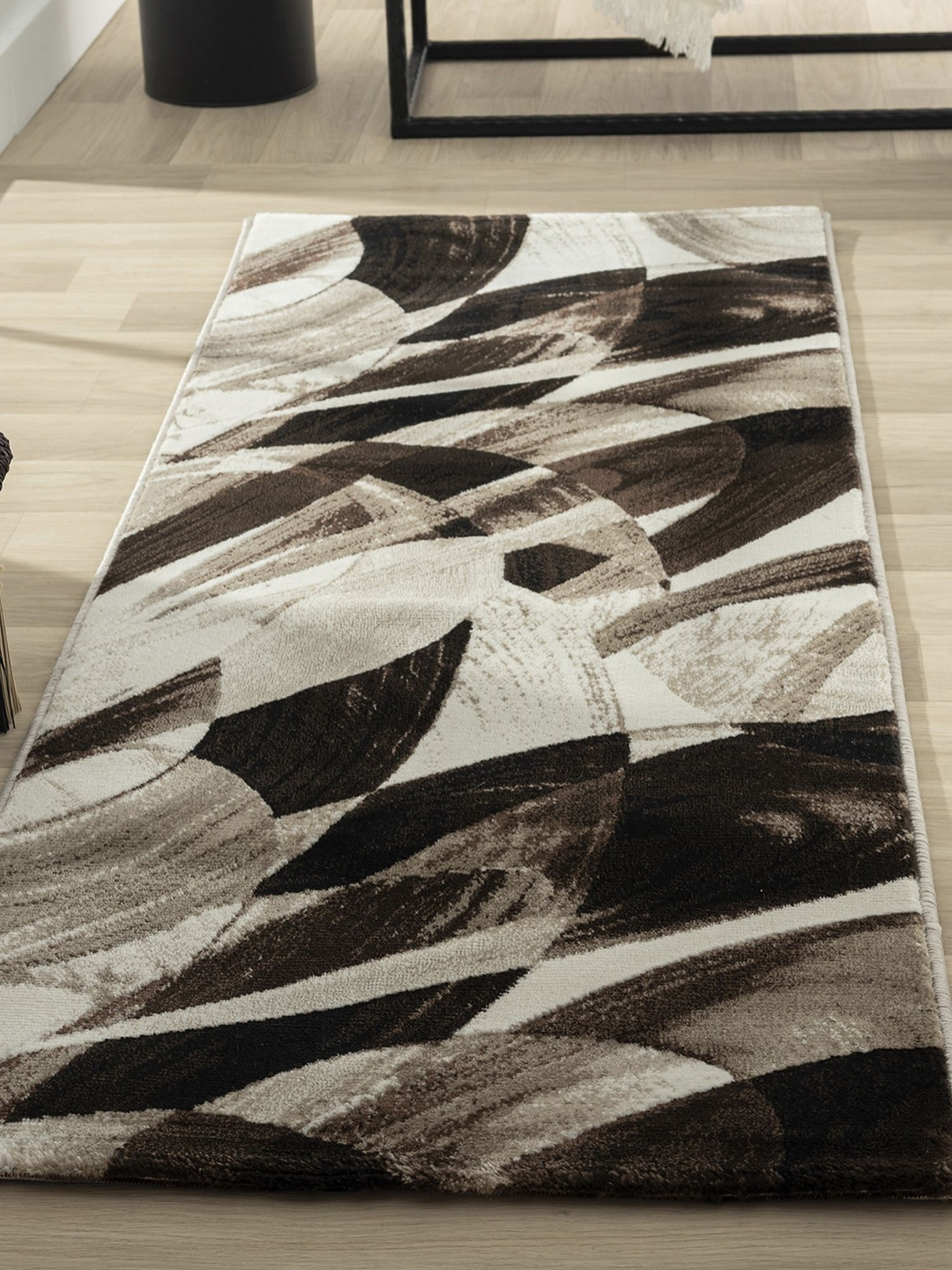 OBSESSIONS Brown & Cream-Color Abstract Rectangular Bedside Runners