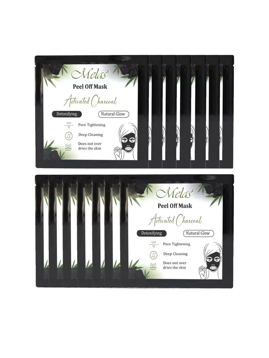MELAS Set Of 12 Activated Charcoal Peel Off Mask 10 g Each