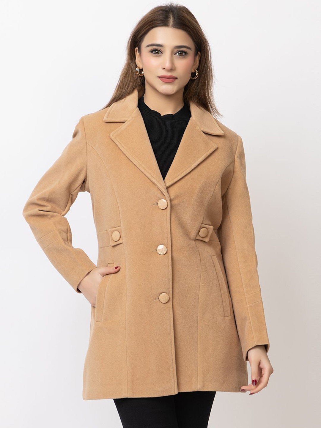 Lady Leaf Winter Wear Tweed Led Flock Coat