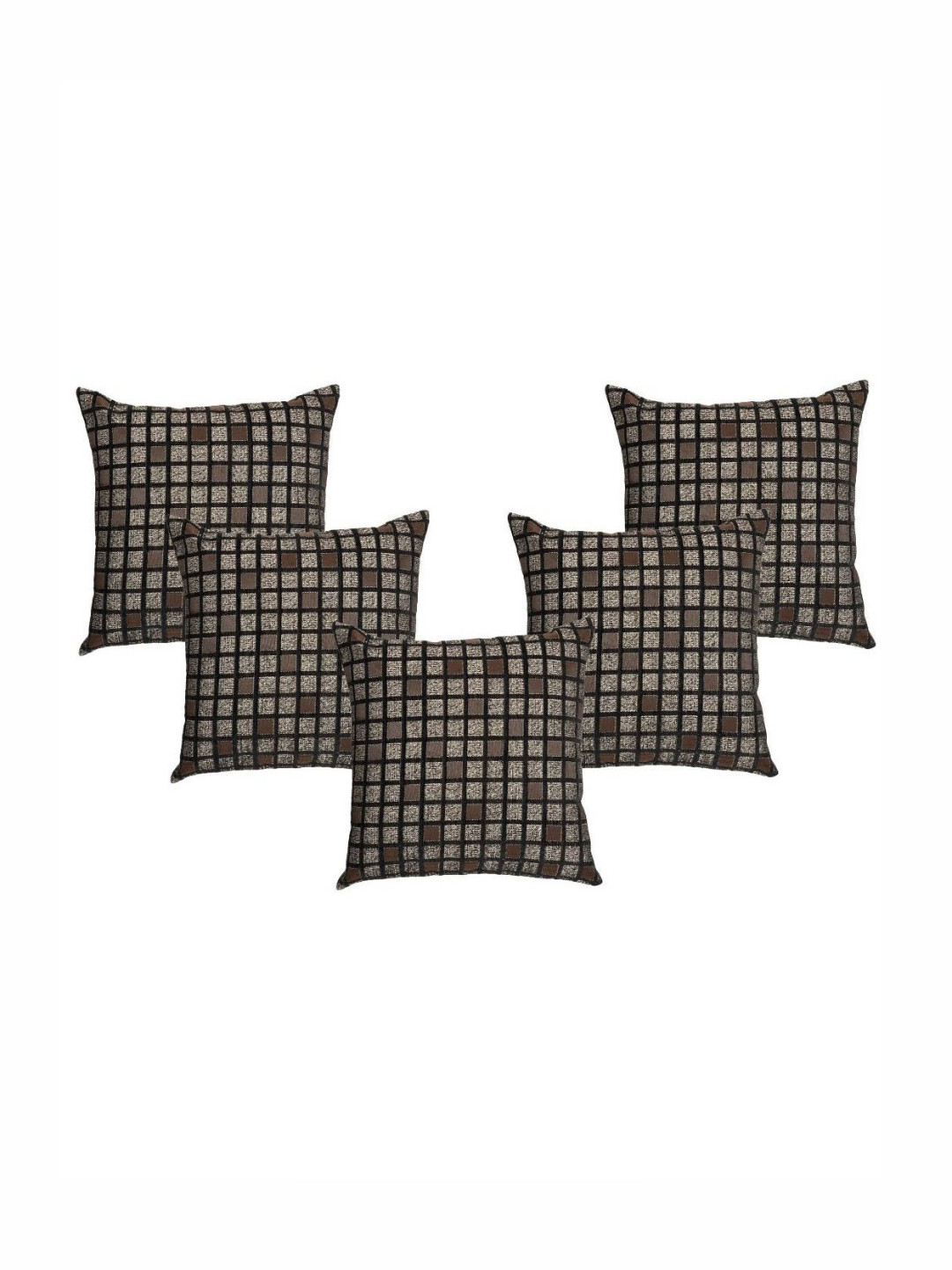 Saral Home Textured Grey Geometric Chenille Washable 5 Pcs Square Cushion Covers -16x16In