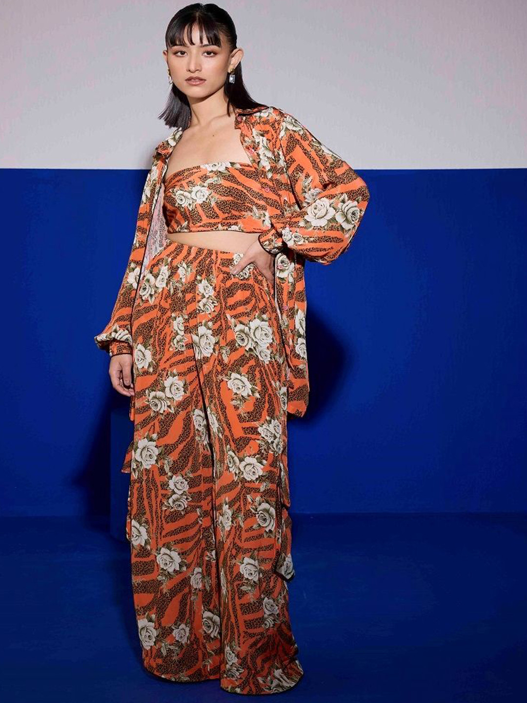 SIL SILA Floral Printed Top, Shirt & Palazzos