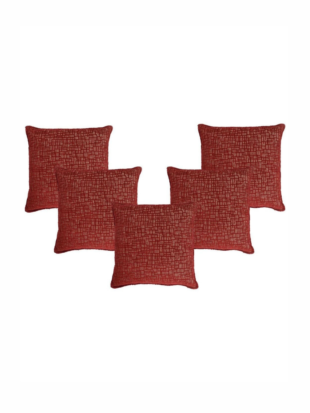 Saral Home Maroon 5 Pieces Geometric Square Cushion Covers