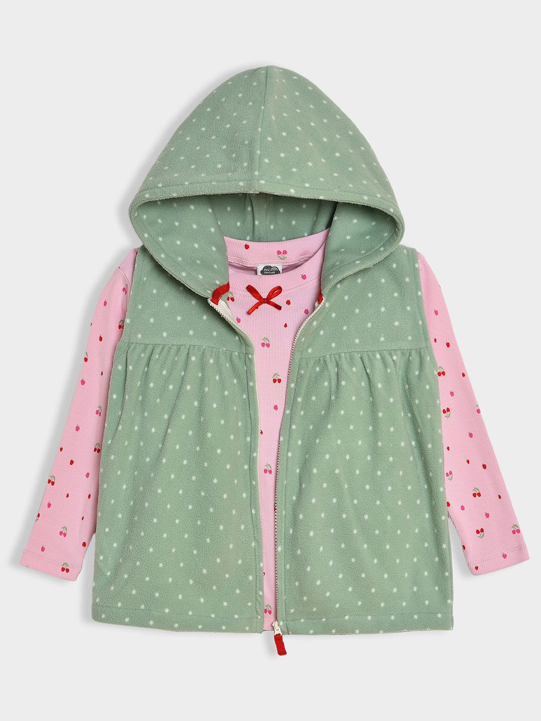 MiArcus Strawberry Printed Top & Polka Dot Printed Sweatshirt