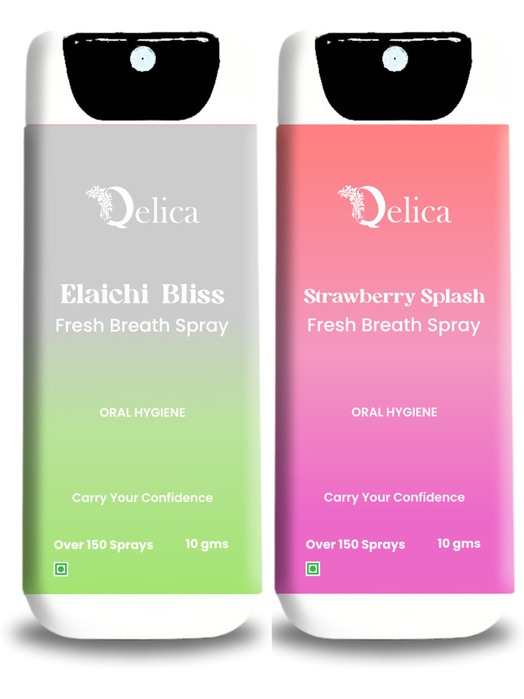 Qelica Set Of 2 Elaichi Bliss & Strawberry Splash Fresh Breath Spray 10 g Each