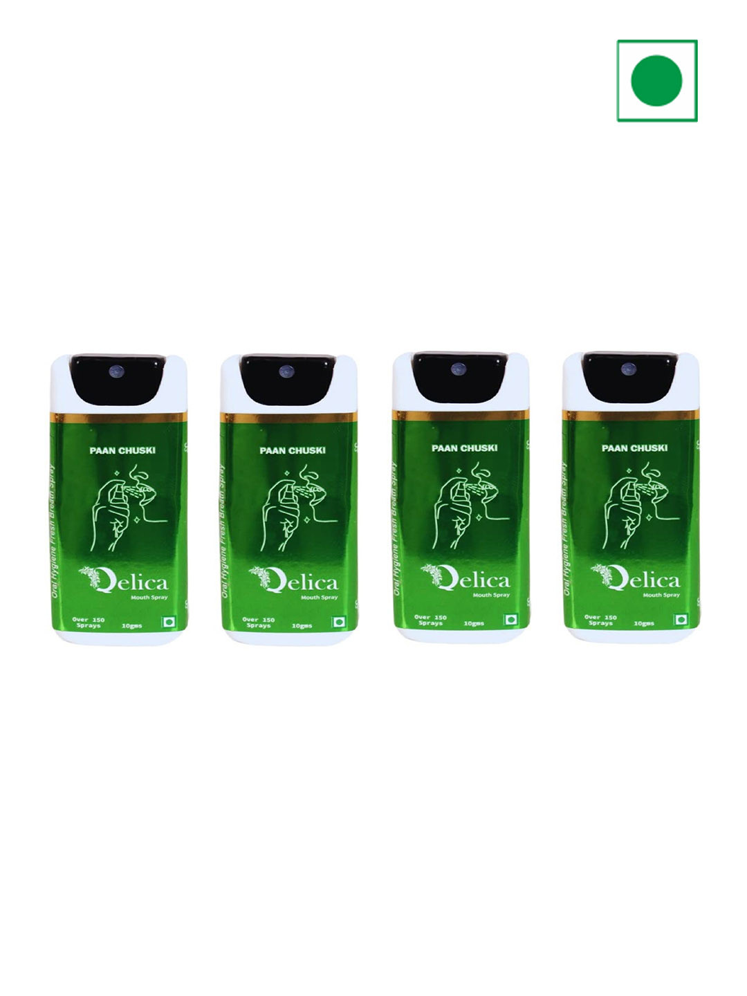 Qelica Set Of 4 Paan Chuski Fresh Breath Spray-10g Each