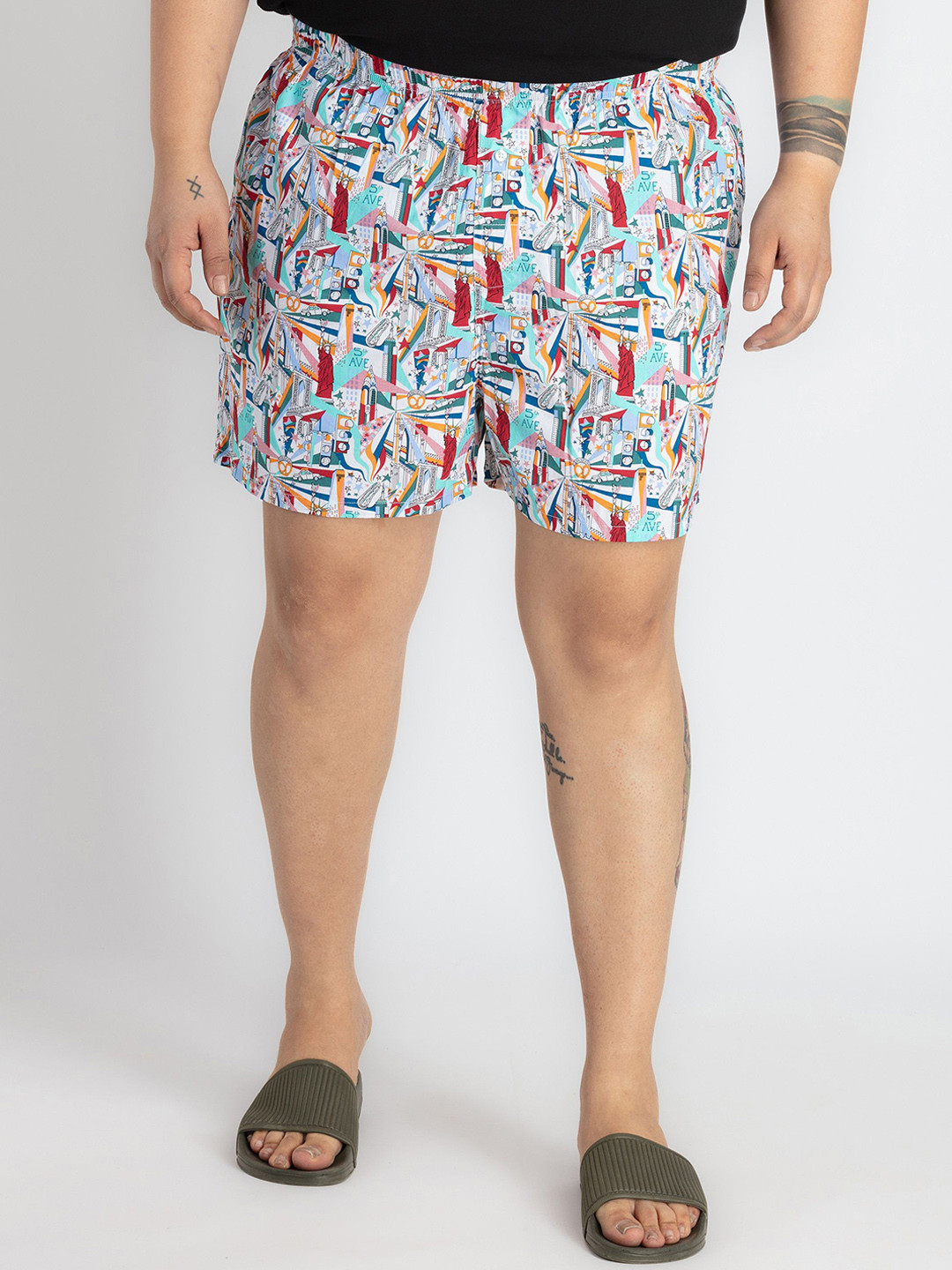 UNSIZED Printed Pure Cotton Boxer USBX-224-BX006-Off White