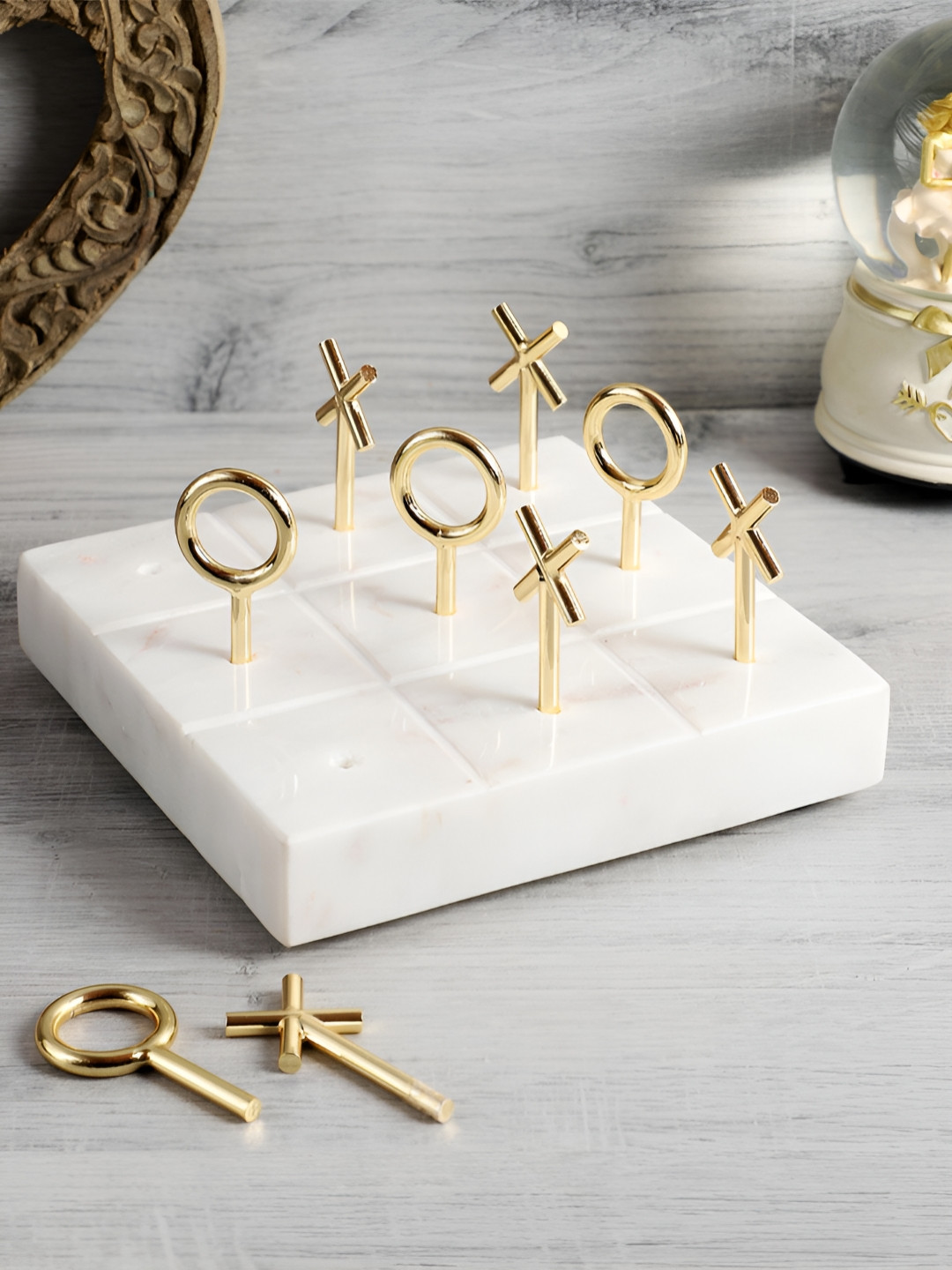 NikkisPride Marble Board Game with  X and 0 Pieces Home Gift Sets