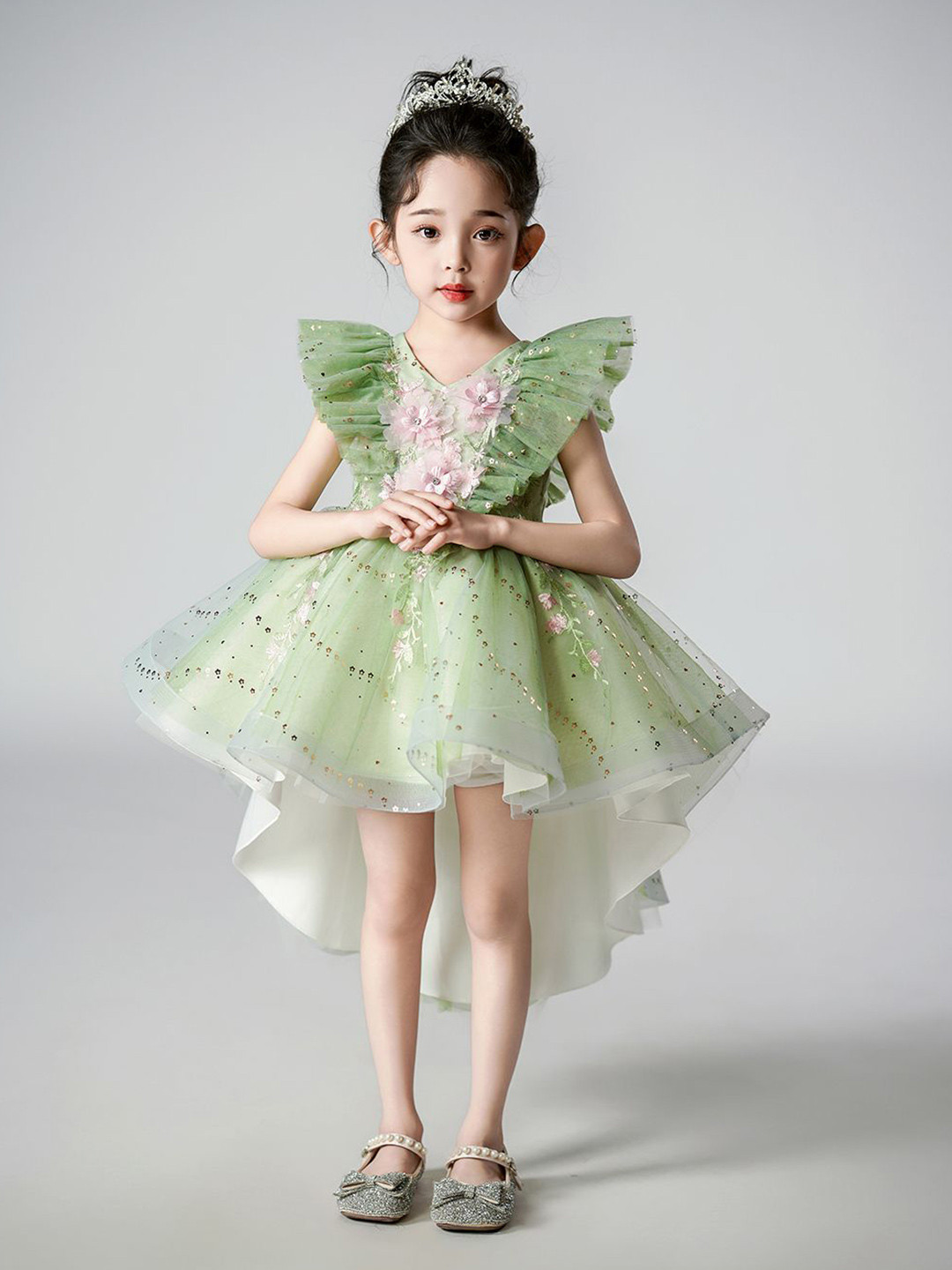 JC SPARKLE Girls Flutter Sleeve Fit & Flare Dress