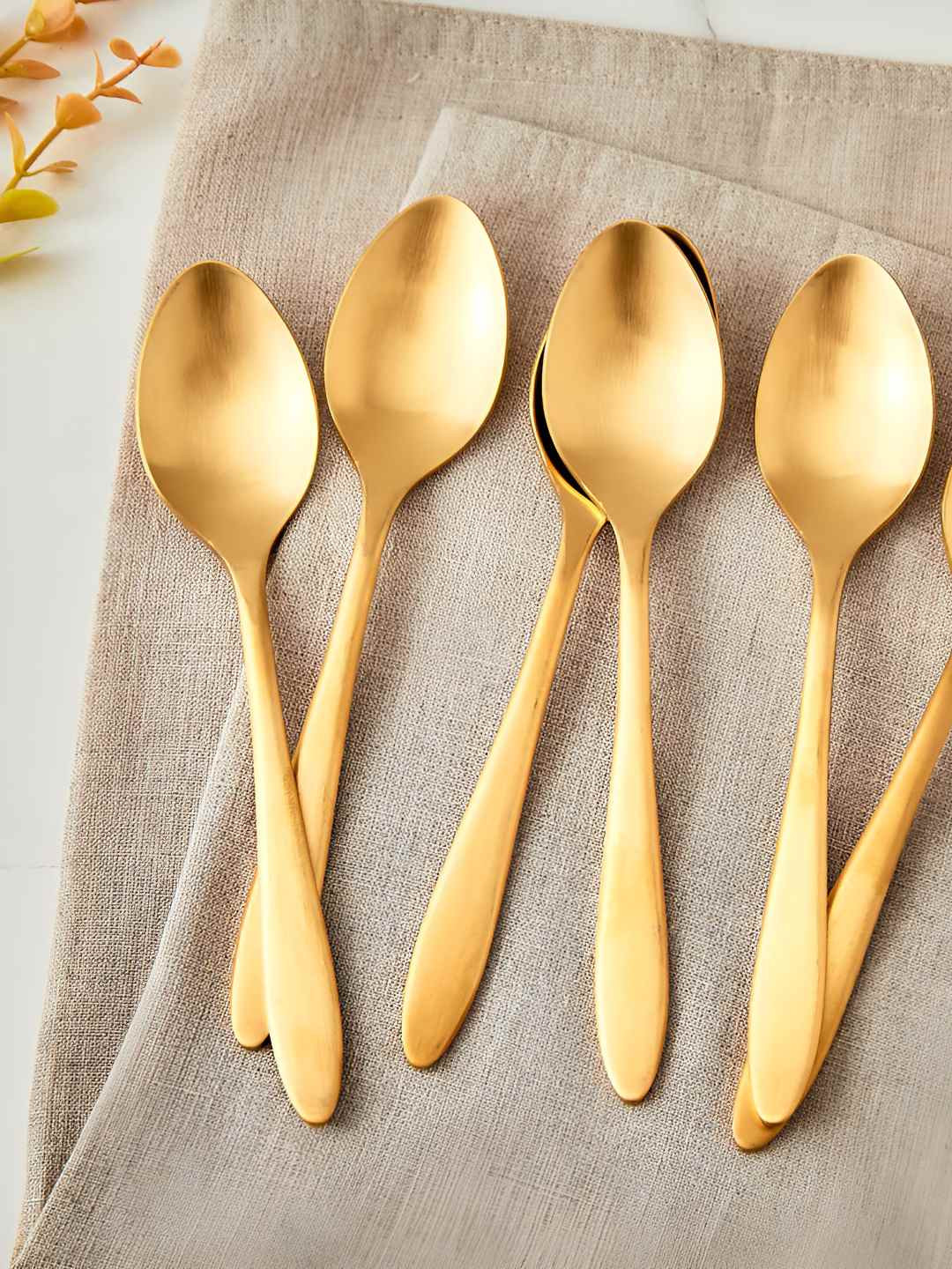 Home Centre Glister Arely Gold-Toned 6 Pieces Stainless Steel Tea Spoon