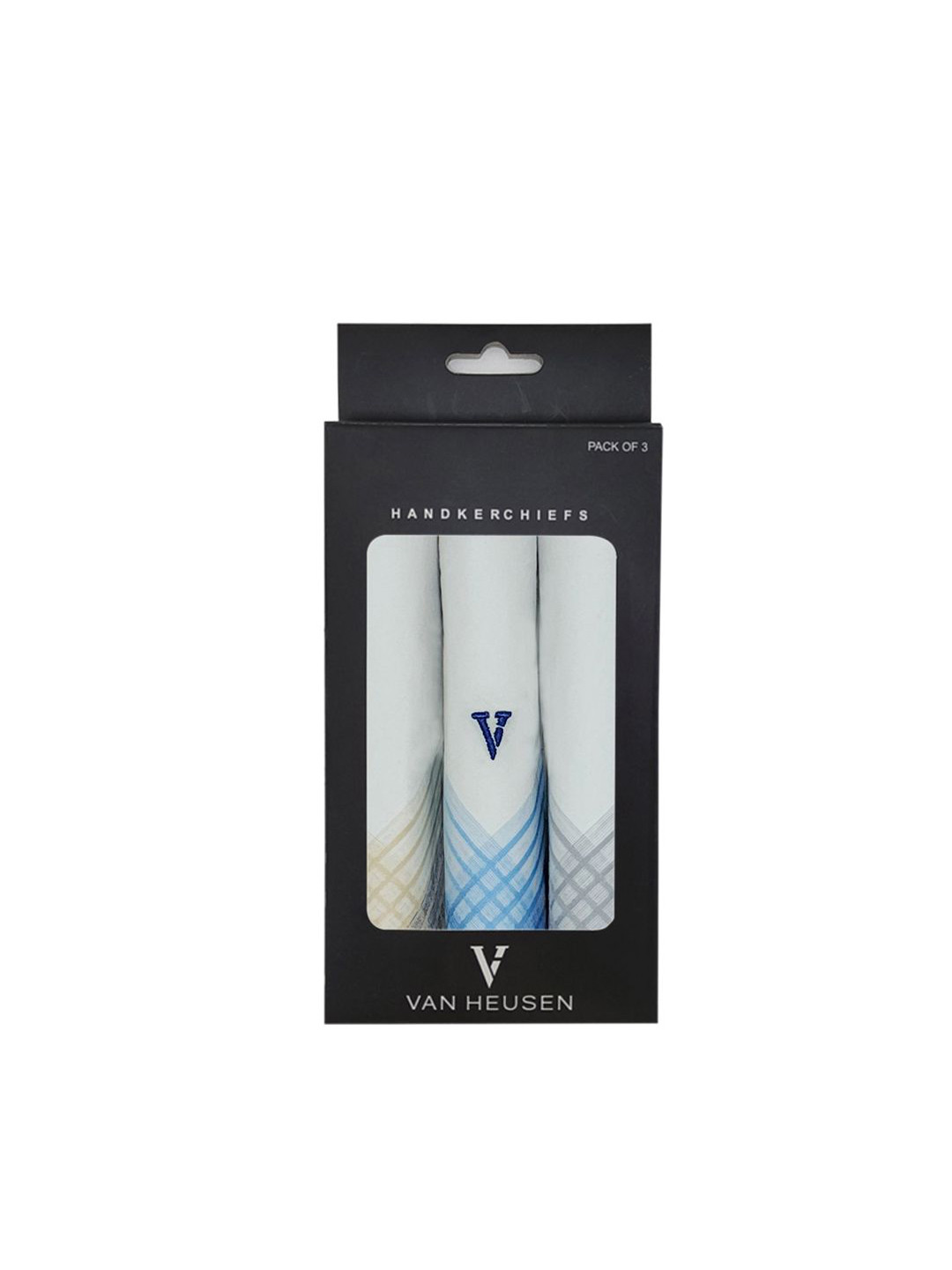 Van Heusen Men Pack Of 3 Striped Cotton Handkerchiefs