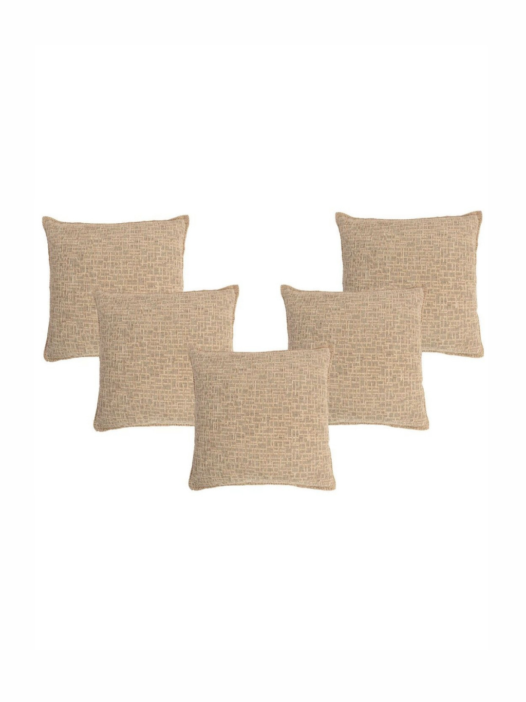 Saral Home Tic Tac Beige Abstract Chenille Washable 5 Pcs Square Cushion Covers -16x16In