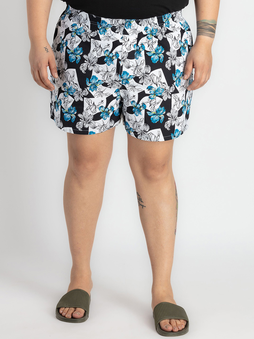 UNSIZED Printed Pure Cotton Boxer USBX-224-BX005-Black