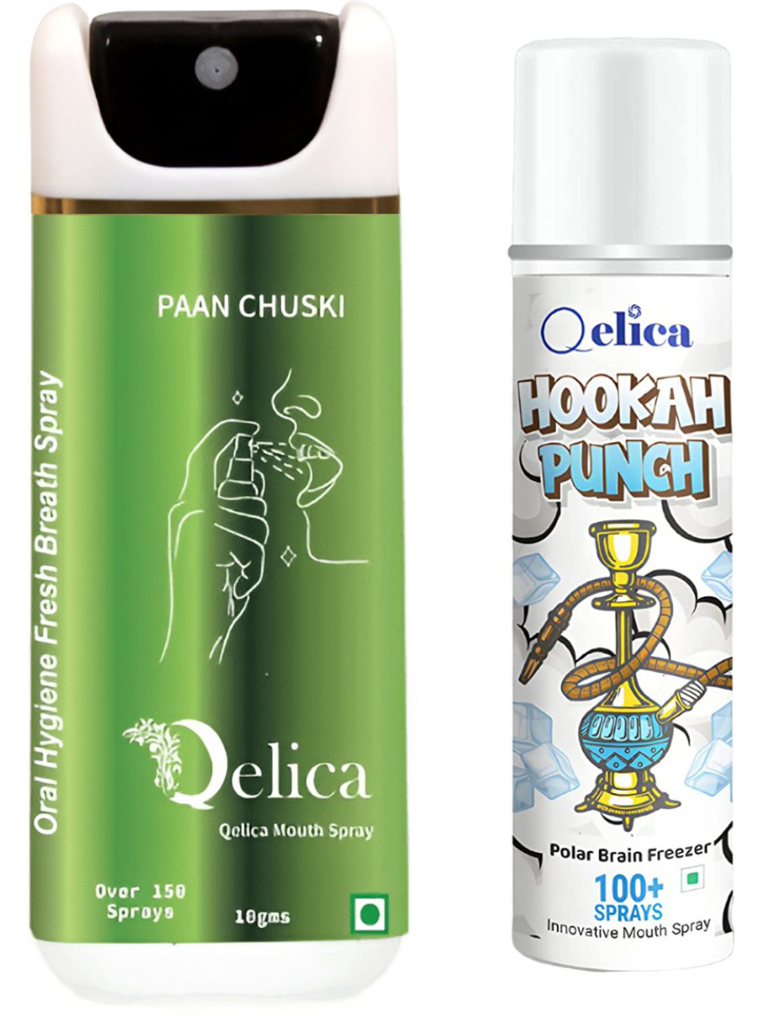 Qelica Set Of 2 Polar Brain Freezer & Paan Chuski Fresh Breath Spray-10g Each
