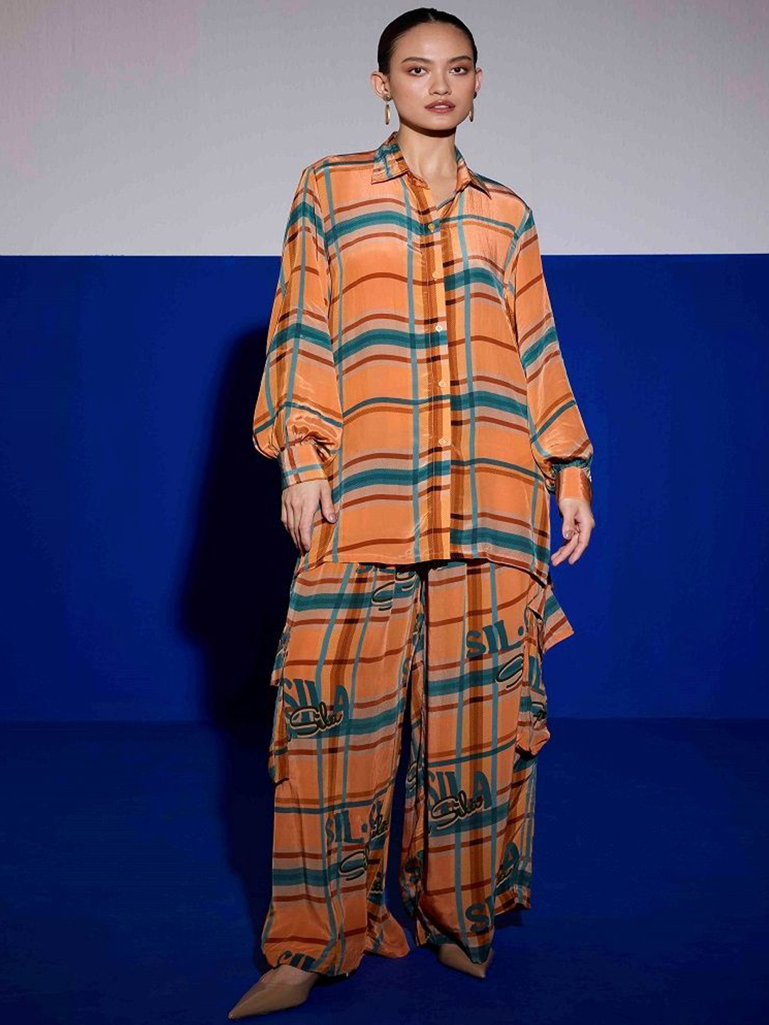 SIL SILA Geometric Printed Long Sleeve Shirt & Trouser Co-Ords