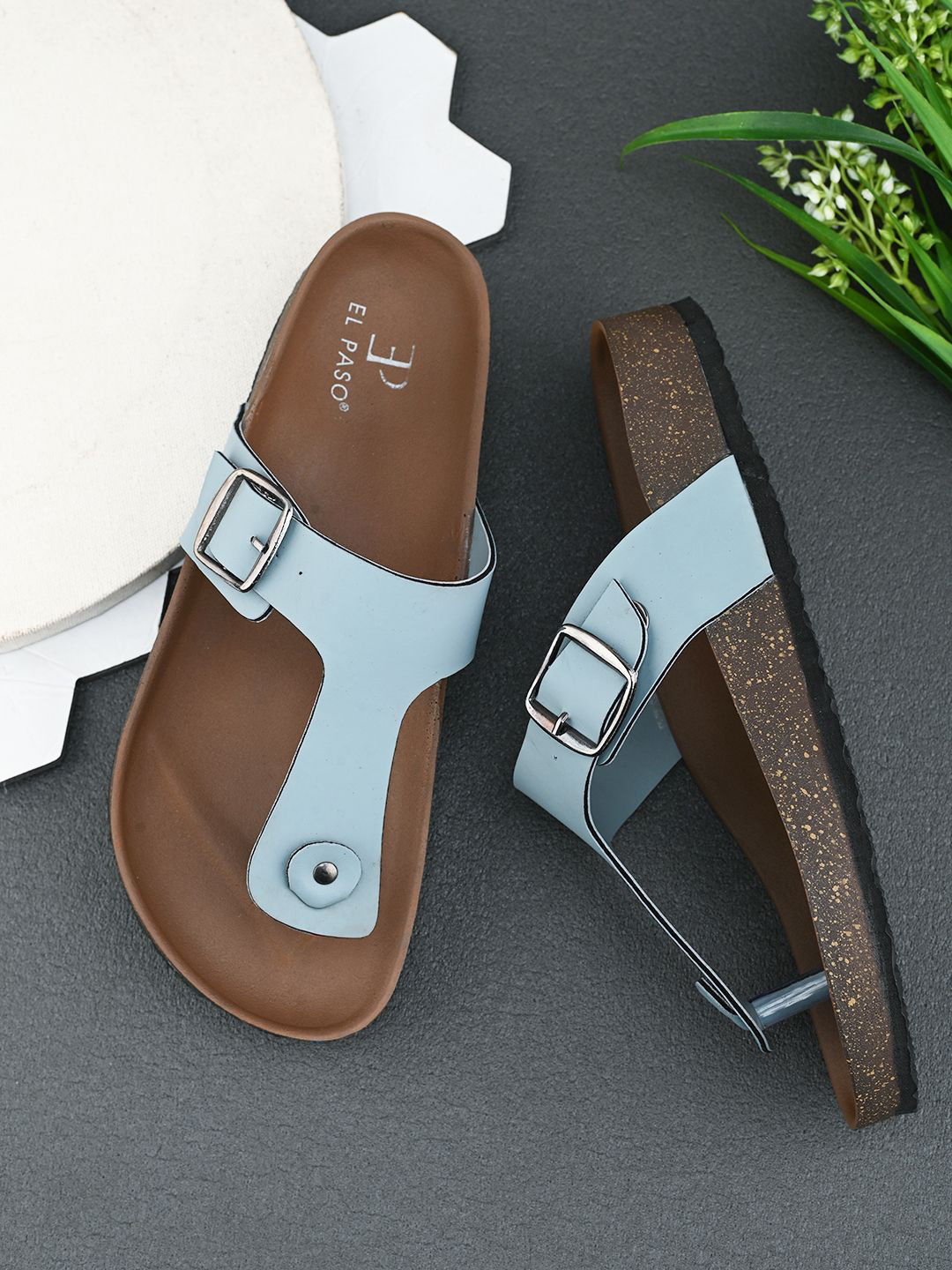El Paso Women One Toe Flats with Buckles
