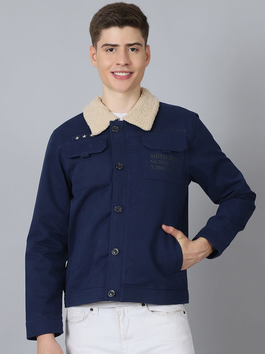 HOUSE OF VEDAS Men Lightweight Biker Jacket