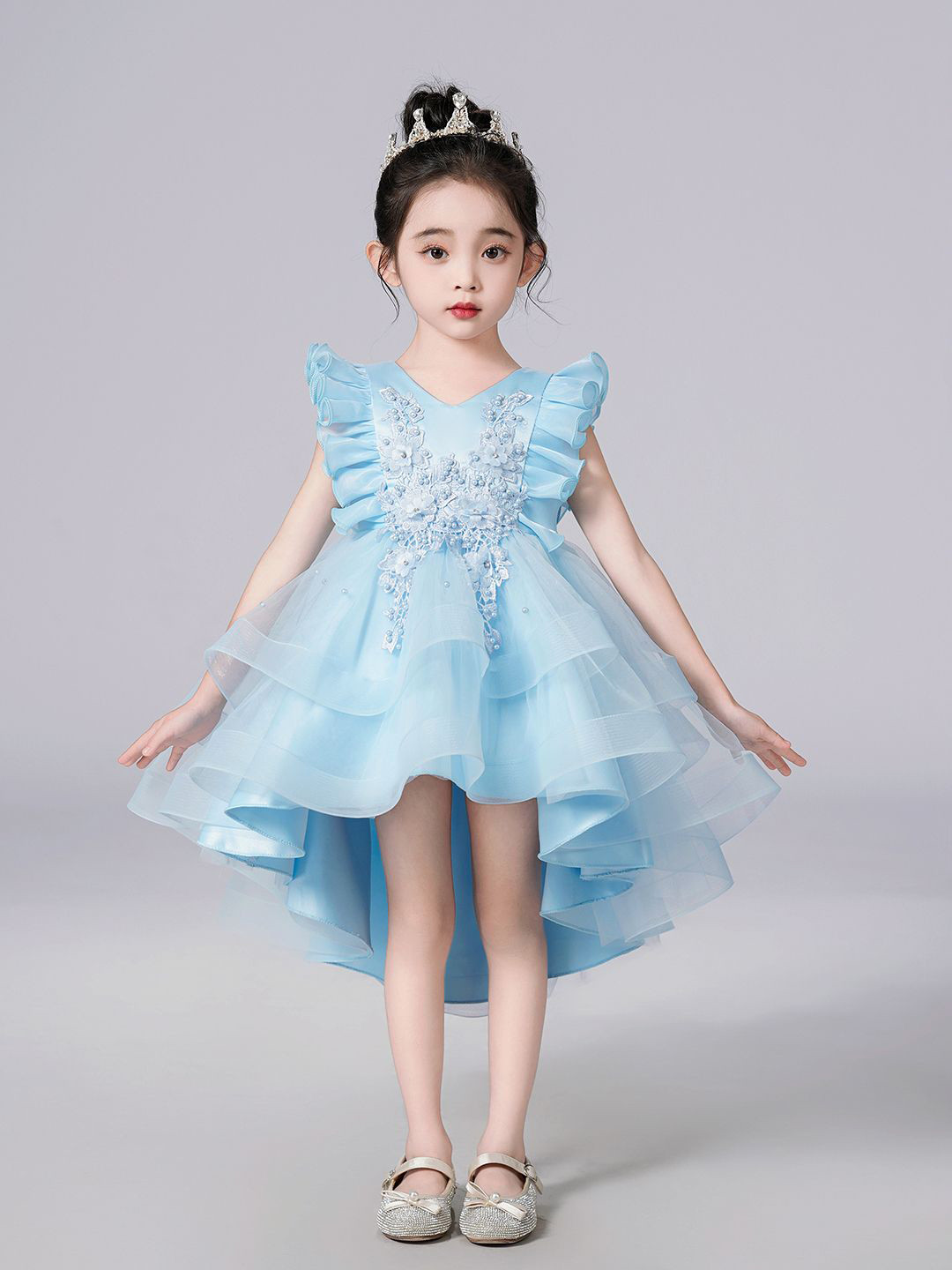 JC SPARKLE Girls Flutter Sleeve Fit & Flare Dress