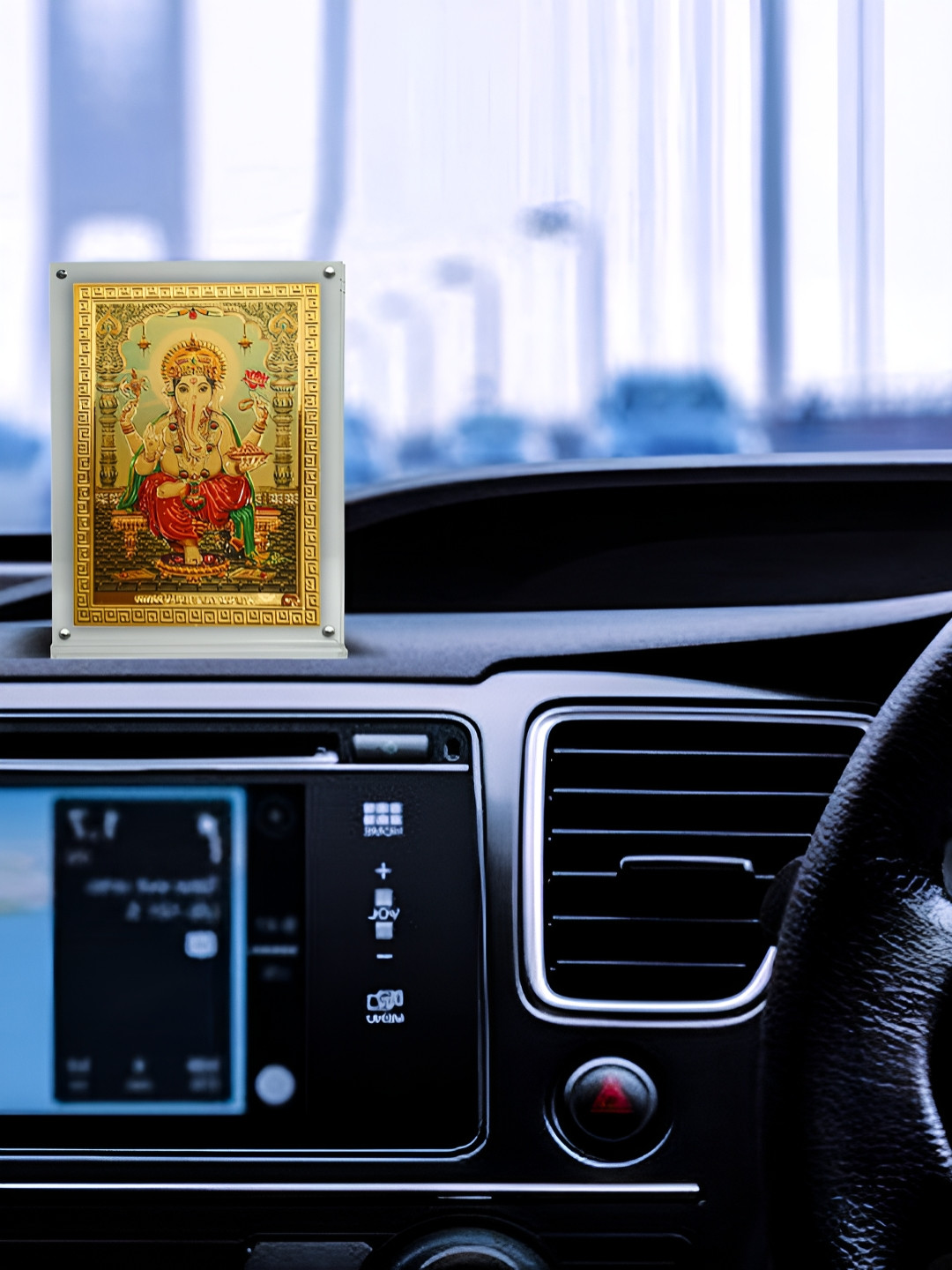 Hawai Transparent & Goldtoned Shree Ganesh Acrylic Table Photo Frames
