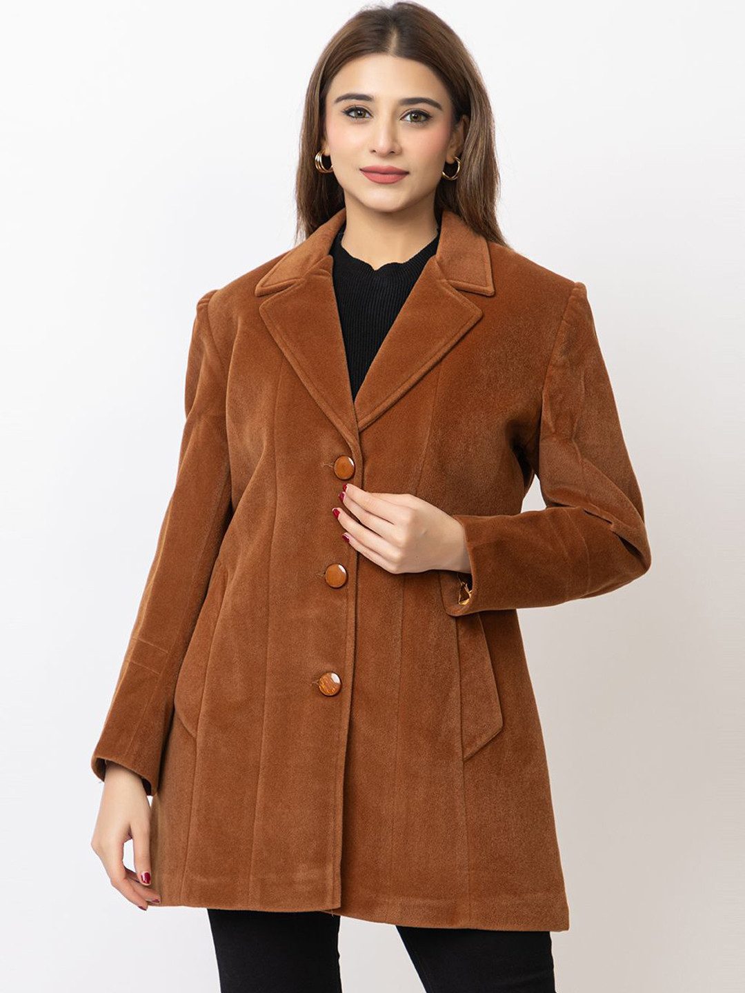 Lady Leaf Winter Wear Tweed Led Flock Coat