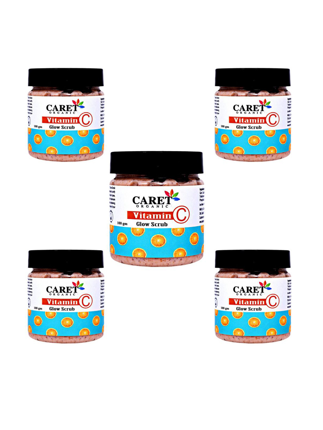 CARET ORGANIC Set Of 5 Vitamin C Glow Scrub - 100 g Each