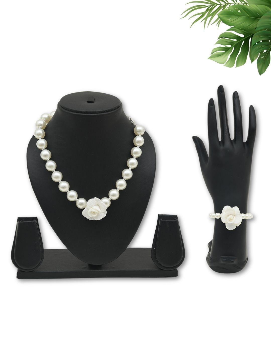 FUNKRAFTS Floral Pearl Beaded Jewellery Set